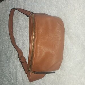 Tan leather small waist bag or crossbody